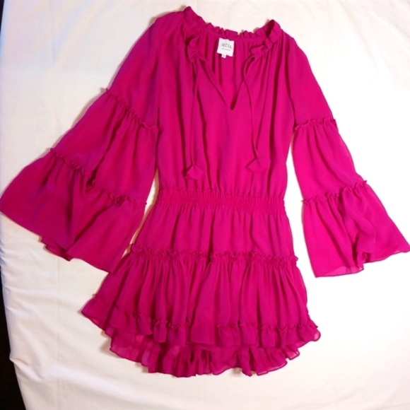 Misa Los Angeles Vibrant Pink Long Sleeve Dress - Picture 6 of 12